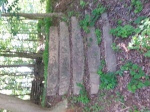 Steep stairway leading to another tier