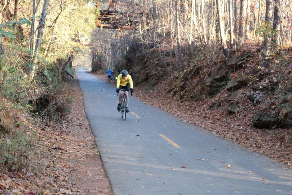 Cyclist on the Silver Comet Trail in article about Silver Comet Trail reopen