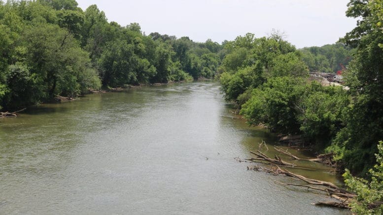 Chattahoochee River looking south from Highway 78 toward the site of the South Cobb Water Reclamation Facility repair