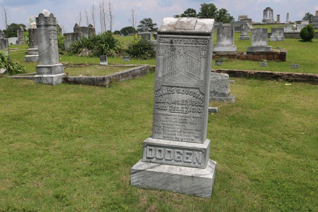 Headstones at Mount Harmony Baptist Church cemetery in Mableton Georgia.