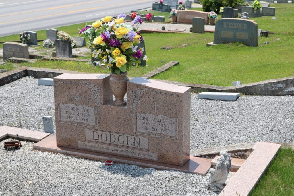 Headstones at Mount Harmony Baptist Church cemetery in Mableton Georgia.