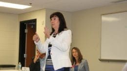 Dawn Randolph speaks at Sierra Club forum in Cobb County (photo by Larry Felton Johnson)