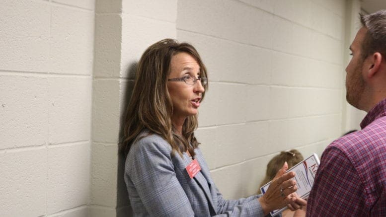 Keli Gambrill at a Sierra Club Meet the Candidates forum (photo by Larry Felton Johnson)