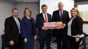 Michele Evans pictured second from left in this photo taken when Rolls Royce was named Team Freedom's 2017 Supplier of the Year at the Surface Navy Association Symposium on Jan. 9. Pictured (from left to right): Joe DePietro and Michele Evans of Lockheed Martin; Christopher Vaughan and Neil Pickard from Rolls-Royce; and Jan Allman of Fincantieri Marinette Marine (PRNewsfoto/Lockheed Martin)