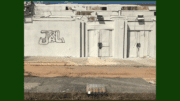 dilapidated bowling alley storefront at Sprayberry Crosssing