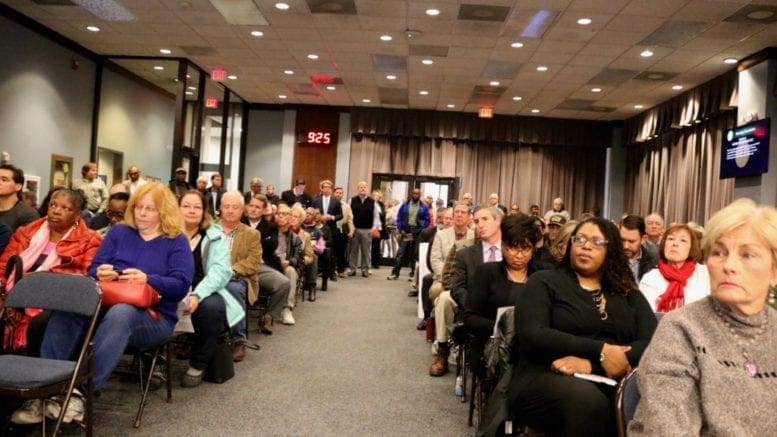 Overflow crowd at December's Cobb County Planning Commission meeting in article about Milford Church Road townhomes