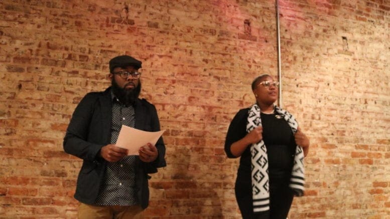 Tre'Hutchins of the South Cobb Alliance and state Representative Erica Thomas (photo by Larry Felton Johnson)