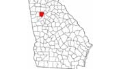 Cobb County highlighted on Georgia map (public domain, from the General Libraries, The University of Texas at Austin, modified to show counties.