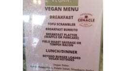The new Cenacle vegan menu, described in text format in the article