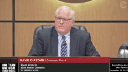 Cobb County Board of Education Chairman David Chastain (screenshot from the video proceedings of the board)