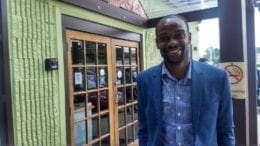 Smyrna mayoral candidate Ryan Campbell outside Rev Coffee Roasters