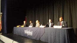 panel of Smyrna mayoral candidates sitting at table