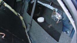 A hidden compartment in a Chevy Impala used for smuggling drugs