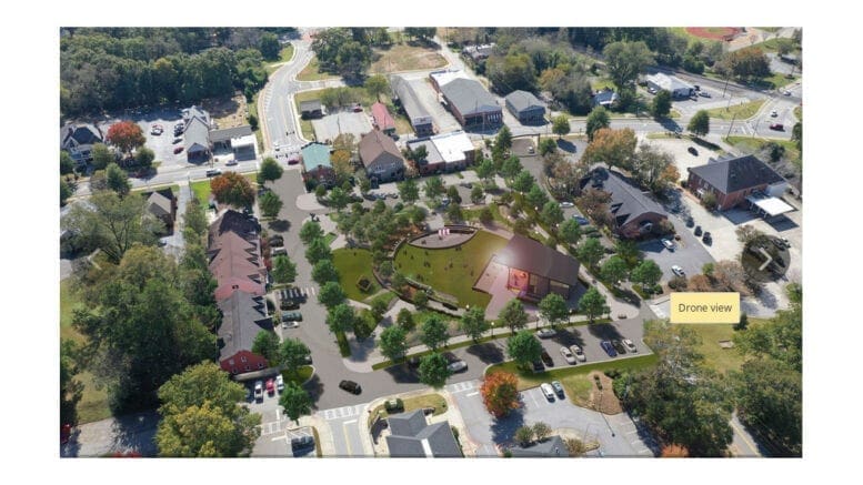 Powder Springs downtown park screenshot from City of Powder Springs website