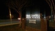 Campbell Middle School sign at night