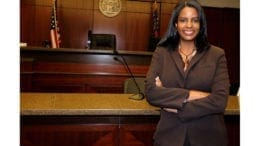 Daniele Johnson in a courtroom