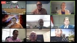 Screenshot of zoom meeting in which Kennesaw officials are once again considering code amendments for purpose-built student housing.