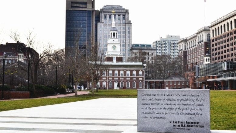 First Amendment inscription at Independence Hall