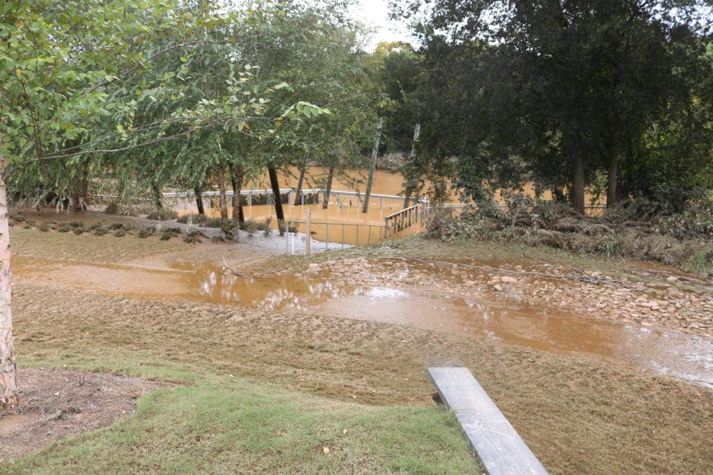 Platform of boat ramp still underwater (photo by Larry Felton Johnson)