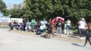 line rounds the corner and stretches around three sides of the building at South Cobb Regional library voting site