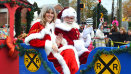 Kennesaw parade ... woman in sleigh with Santa