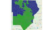 Map showing areas of support for Craig Owens or Neil Warren