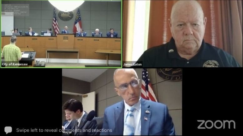 Screenshot of Kennesaw City Council meeting from the Zoom session