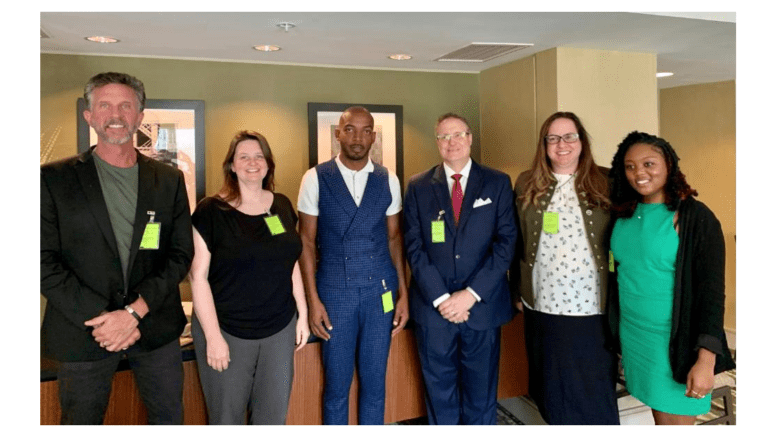 From left: Kit Cummings, Probation Supervisor Sharon Mashburn, A.C.E. CEO Kalique Woodbury, Judge Wayne Grannis, Asst D.A. Charlotte Lomnicki, and A.C.E. Counselor Kyrsten Sprewell.