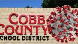 coronavirus imposed on Cobb County School District signage