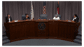 Cobb Commissioners at the podium. Lisa Cupid absent.