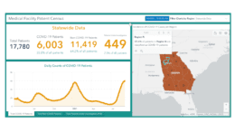 Screenshot from GEMA website showing 6,003 hospitalizations in Georgia today