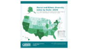 map of the U.S. with the "diversity index" color-coded onto it.