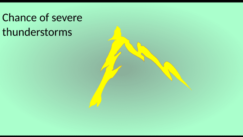 chance of severe thuderstorms with lightening graphic