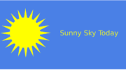 A logo of the sun with the slogan "Sunny Sky Today"