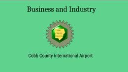 The Cobb County Courier logo followed by the text: Business and Industry, Cobb County International Airport