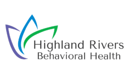 Logo with stylized flower and the text Highland Rivers Behavioral Health