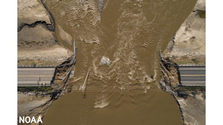 aerial shot of flooding