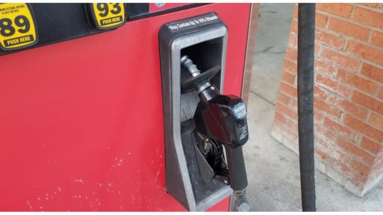 Gasoline pump resting in its cradle used in articles about Georgia gasoline prices