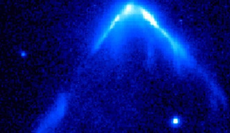 an image of a high-speed star resembling a blue arc
