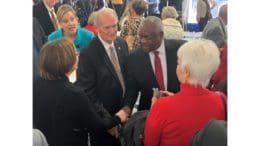 Clarence Thomas shaking hands with Kay Kirkpatrick