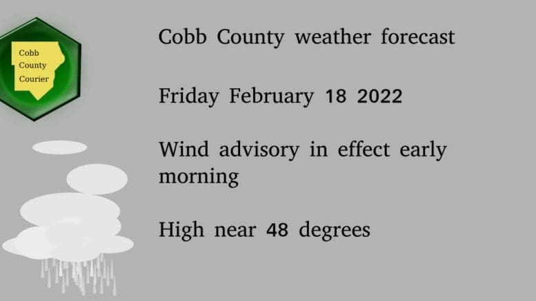 Friday February 18 2022 Wind advisory in effect early morning High near 48 degrees