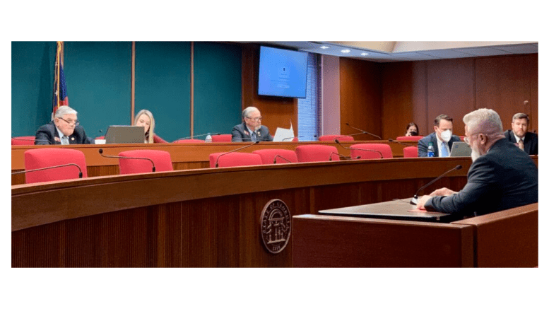 Sen. Randy Robertson, bottom right, presented to the House public safety panel on Monday his bill that would require bail for any felony charge. Stanley Dunlap/Georgia Recorder