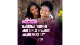 National Women and Girls HIV/AIDS Awareness Day poster featuring a woman and girl