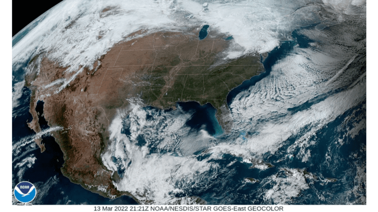 Weather satellite map showing clear skies over Georgia