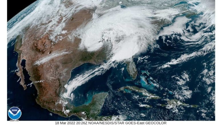 satellite weather map for eastern United States March 18