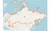 an outlined map of Russia