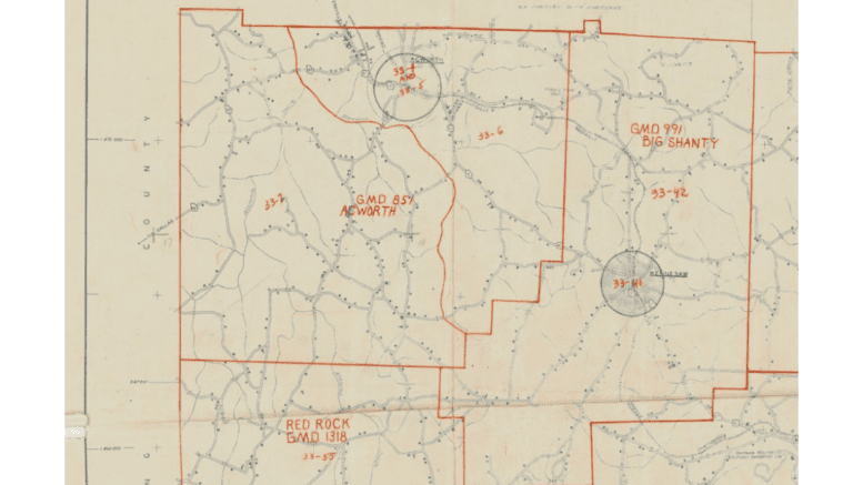 An old census map of Acworth GA from 1950