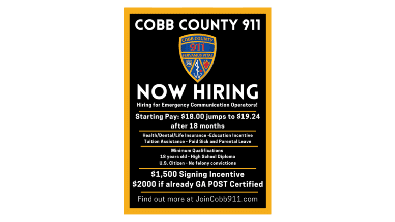 A hiring poster for Cobb Emergency 911 (text is in the body of the article)