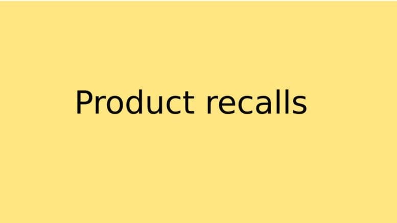 A text box stating "Product recalls"