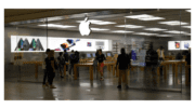 Interior of the Apple store in Cumberland Mall taken from outside the store